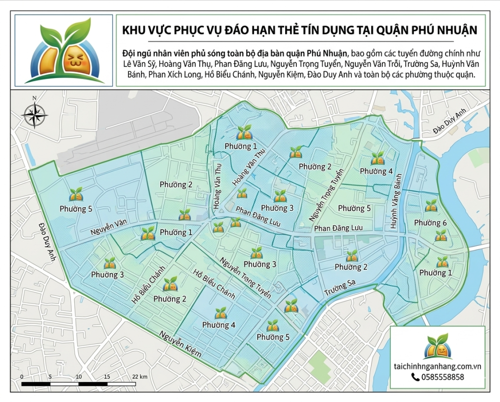 Khu vực phục vụ đáo hạn thẻ tín dụng tại quận Phú Nhuận